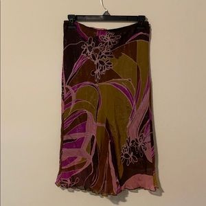 100% silk multi-color skirt, size small